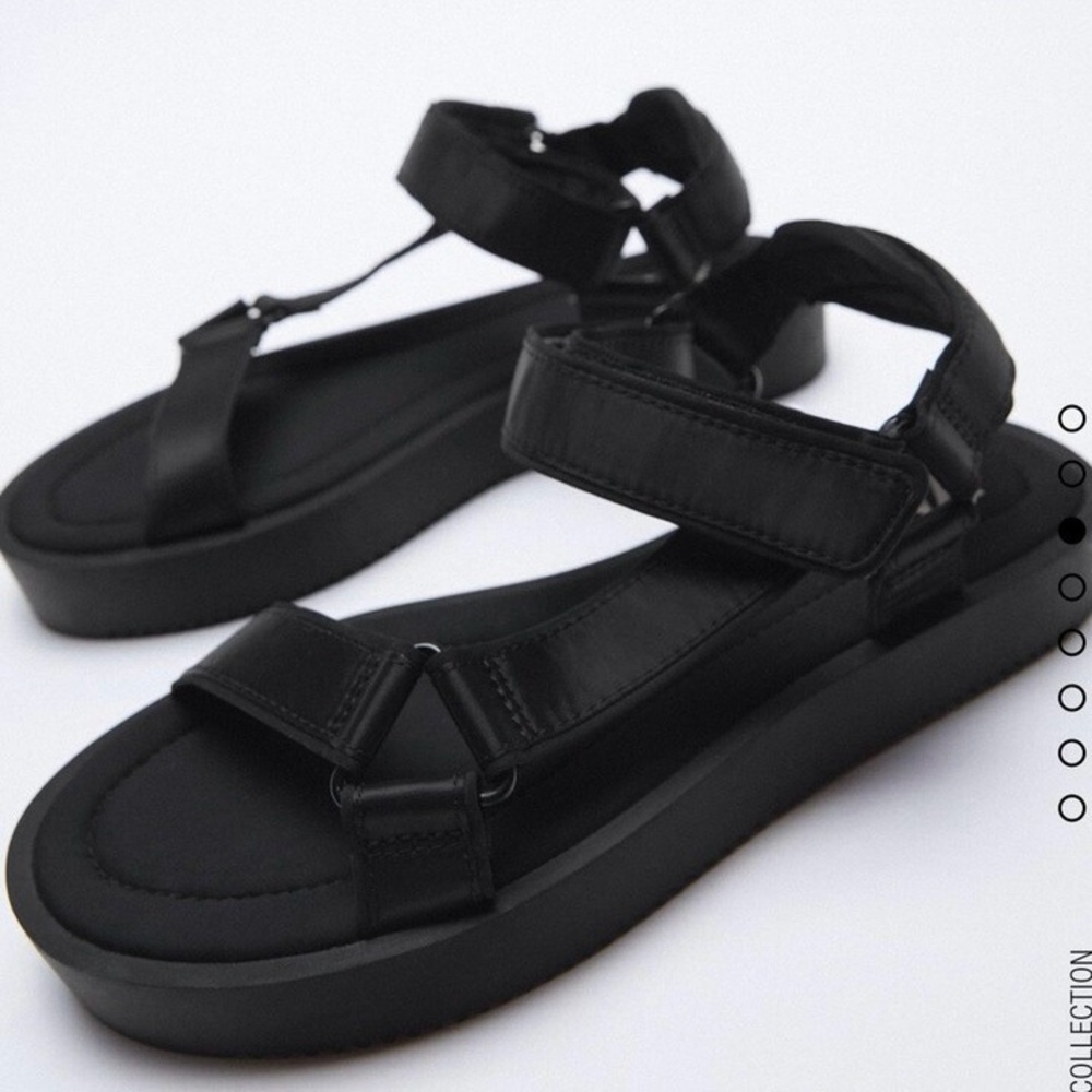 Zara Black Strappy Sandals Teva Style